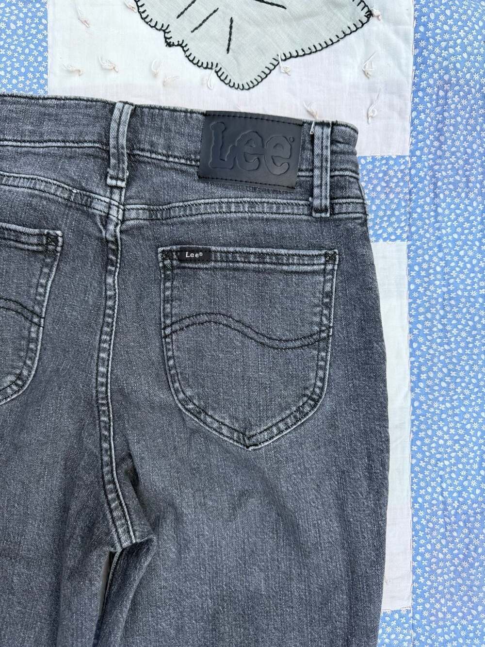Lee Heritage High Rise Flare Jeans with Raw Hem Dusty Black